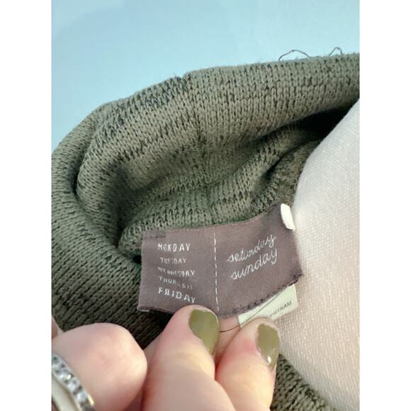 Saturday Sunday Fleece Space Dye Cowl Neck Sweater Size Small Olive Green - Picture 9 of 11